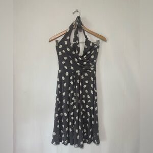 Boden EUC grey/white floral wrap style halter dress size 8